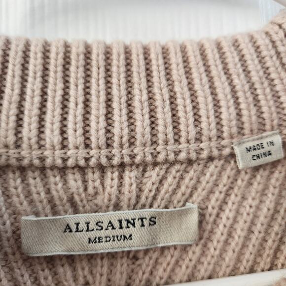 AllSaints Wool Cashmere Blend Knit Sweater M Cozycore Fall Neutral Casual School - Picture 3 of 7